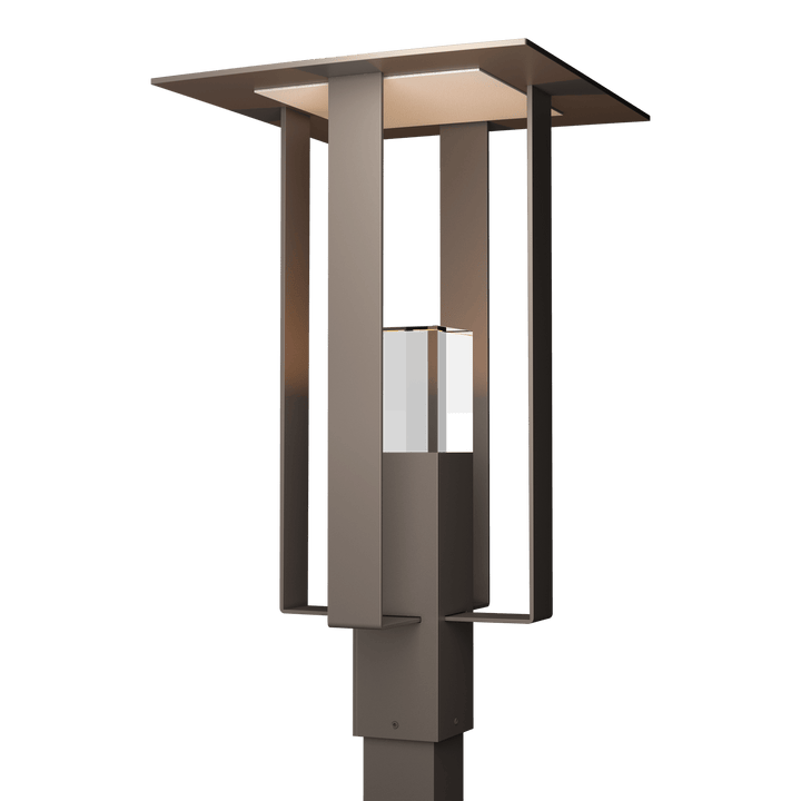 Hubbardton Forge Shadow Box Outdoor Post Light Pier & Post Mount Lights Hubbardton Forge Coastal Dark Smoke Clear Glass (ZM) Coastal Silver