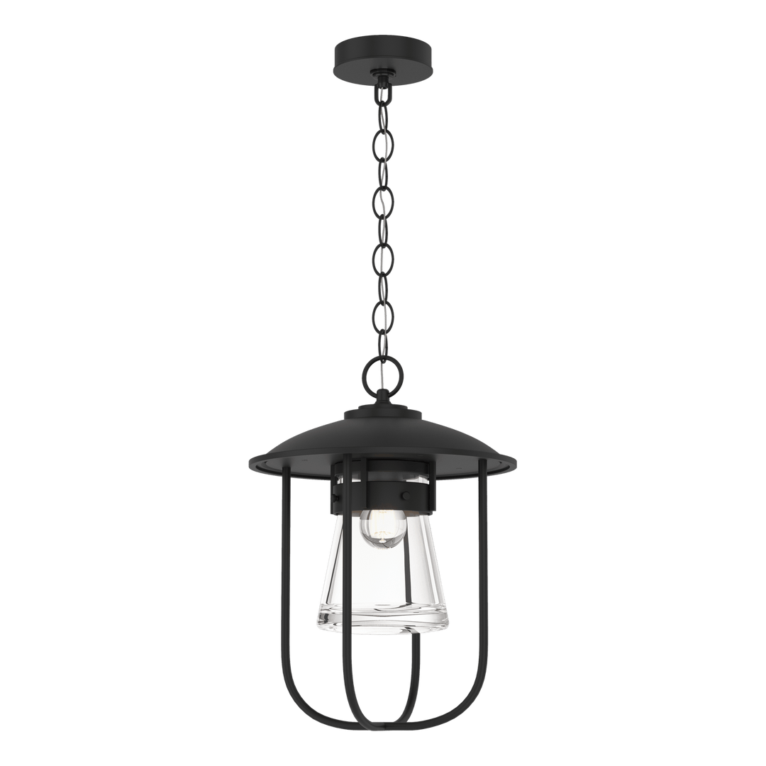 Hubbardton Forge Erlenmeyer Outdoor Pendant Outdoor Hanging Lights Hubbardton Forge Coastal Black Clear Glass (ZM)