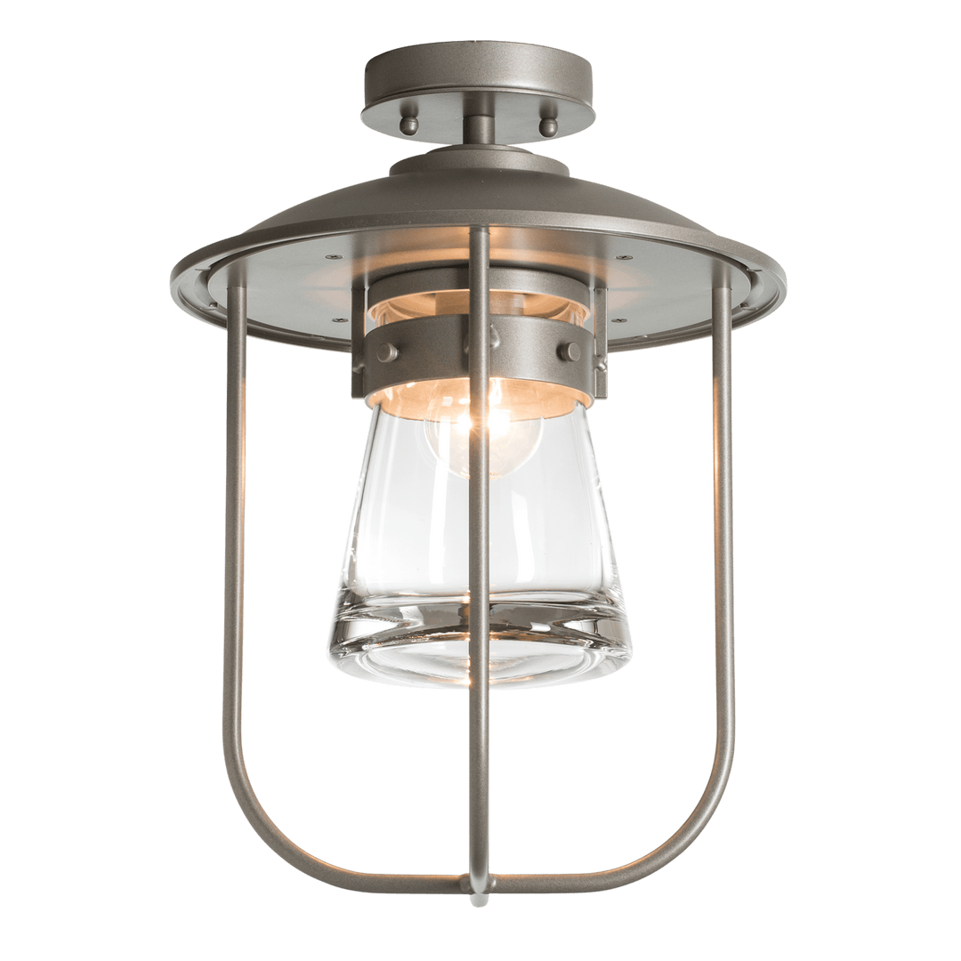 Hubbardton Forge Erlenmeyer Outdoor Semi-Flush Outdoor Wall Lights Hubbardton Forge Coastal Burnished Steel Clear Glass (ZM)