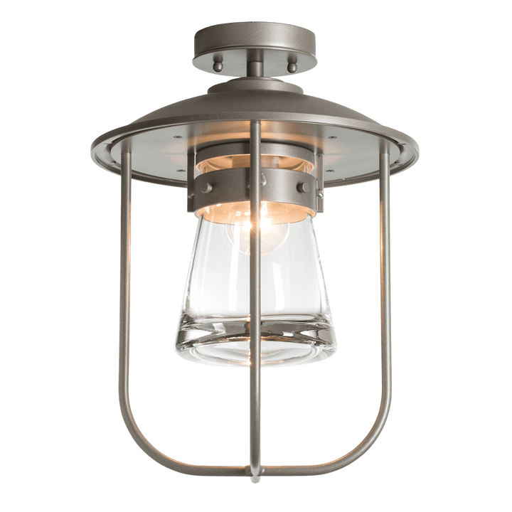 Hubbardton Forge Erlenmeyer Outdoor Semi-Flush Outdoor Wall Lights Hubbardton Forge Coastal Burnished Steel Clear Glass (ZM)