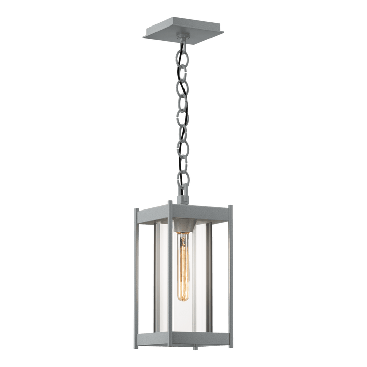 Hubbardton Forge Cela Medium Outdoor Lantern Outdoor Wall Lights Hubbardton Forge Coastal Burnished Steel Clear Glass (ZM)
