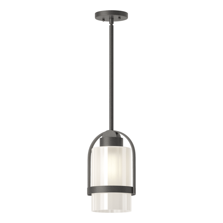 Hubbardton Forge Alcove Outdoor Pendant Outdoor Hanging Lights Hubbardton Forge Coastal Natural Iron Frosted Glass (FD)