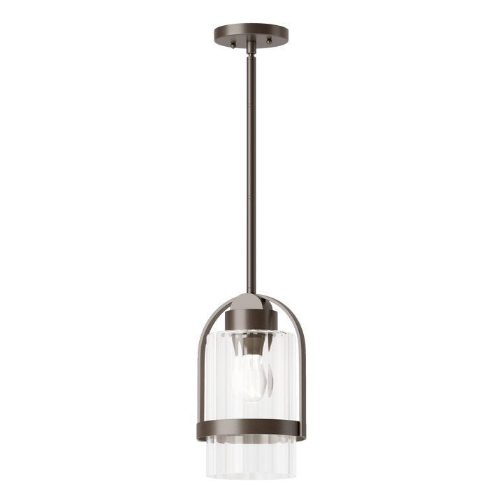 Hubbardton Forge Alcove Outdoor Pendant Outdoor Hanging Lights Hubbardton Forge Coastal Bronze Clear Glass (ZM)
