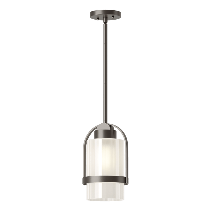 Hubbardton Forge Alcove Outdoor Pendant Outdoor Hanging Lights Hubbardton Forge Coastal Dark Smoke Frosted Glass (FD)