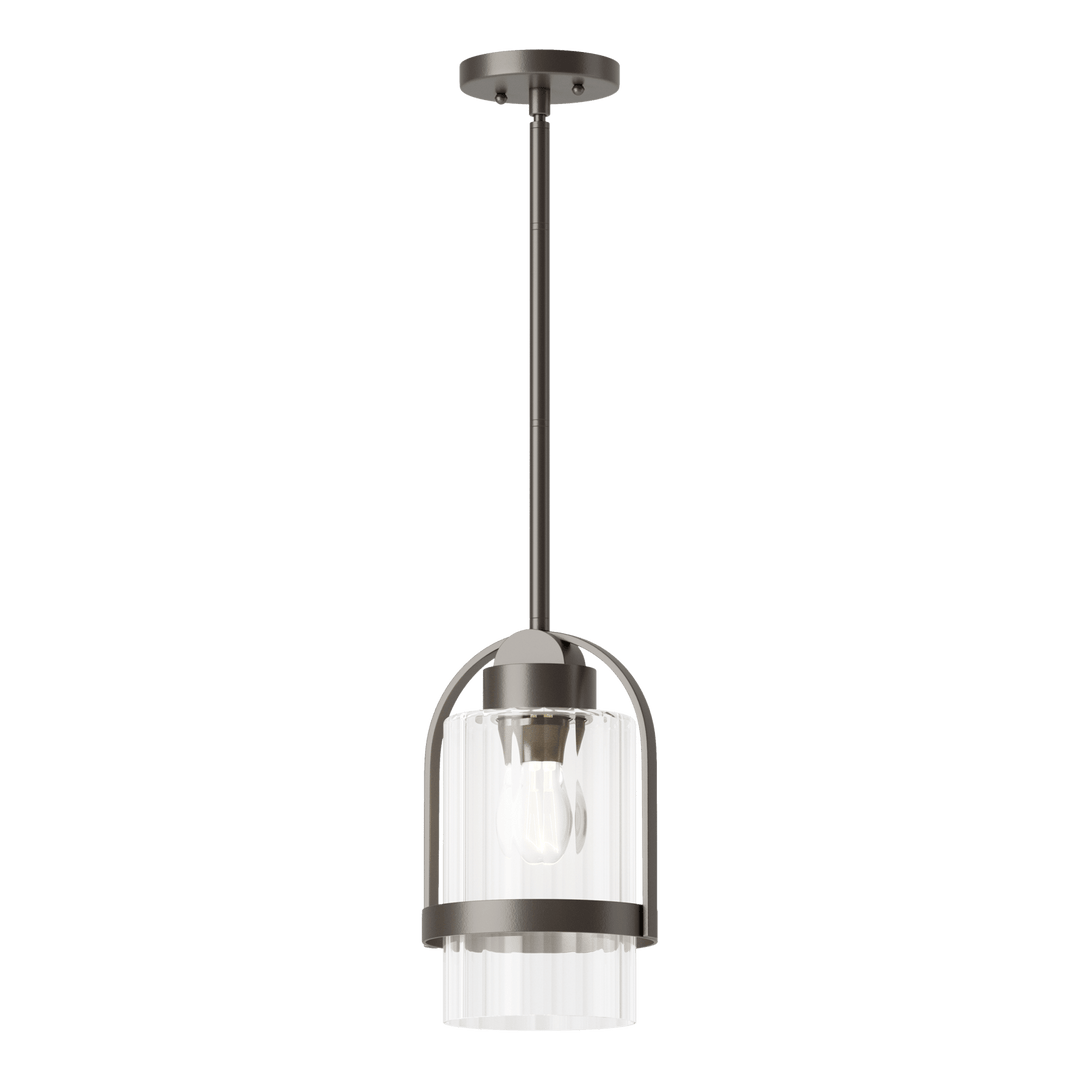 Hubbardton Forge Alcove Outdoor Pendant Outdoor Hanging Lights Hubbardton Forge Coastal Dark Smoke Clear Glass (ZM)