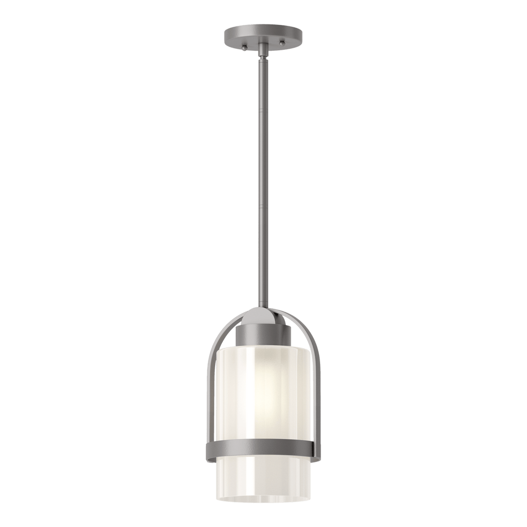 Hubbardton Forge Alcove Outdoor Pendant Outdoor Hanging Lights Hubbardton Forge Coastal Burnished Steel Frosted Glass (FD)