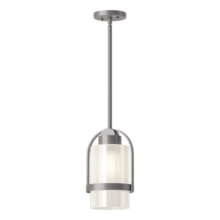 Hubbardton Forge Alcove Outdoor Pendant Outdoor Hanging Lights Hubbardton Forge Coastal Burnished Steel Frosted Glass (FD)