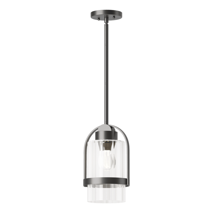 Hubbardton Forge Alcove Outdoor Pendant Outdoor Hanging Lights Hubbardton Forge Coastal Black Clear Glass (ZM)