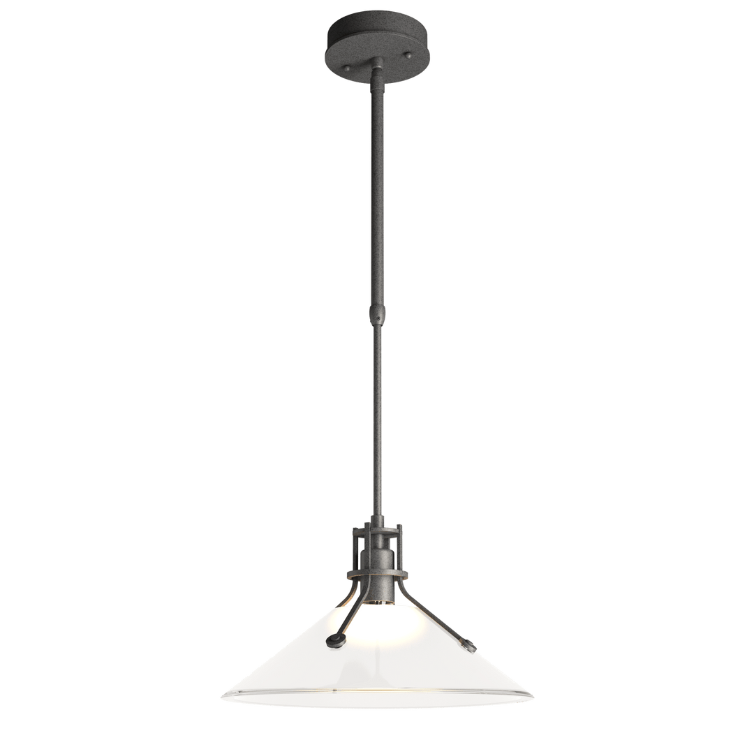 Hubbardton Forge Henry Outdoor Pendant with Glass Medium Outdoor Hanging Lights Hubbardton Forge Coastal Natural Iron Frosted Glass (FD)