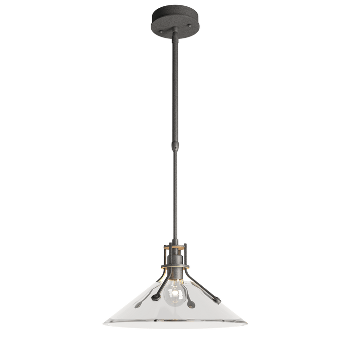 Hubbardton Forge Henry Outdoor Pendant with Glass Medium Outdoor Hanging Lights Hubbardton Forge Coastal Natural Iron Clear Glass (ZM)