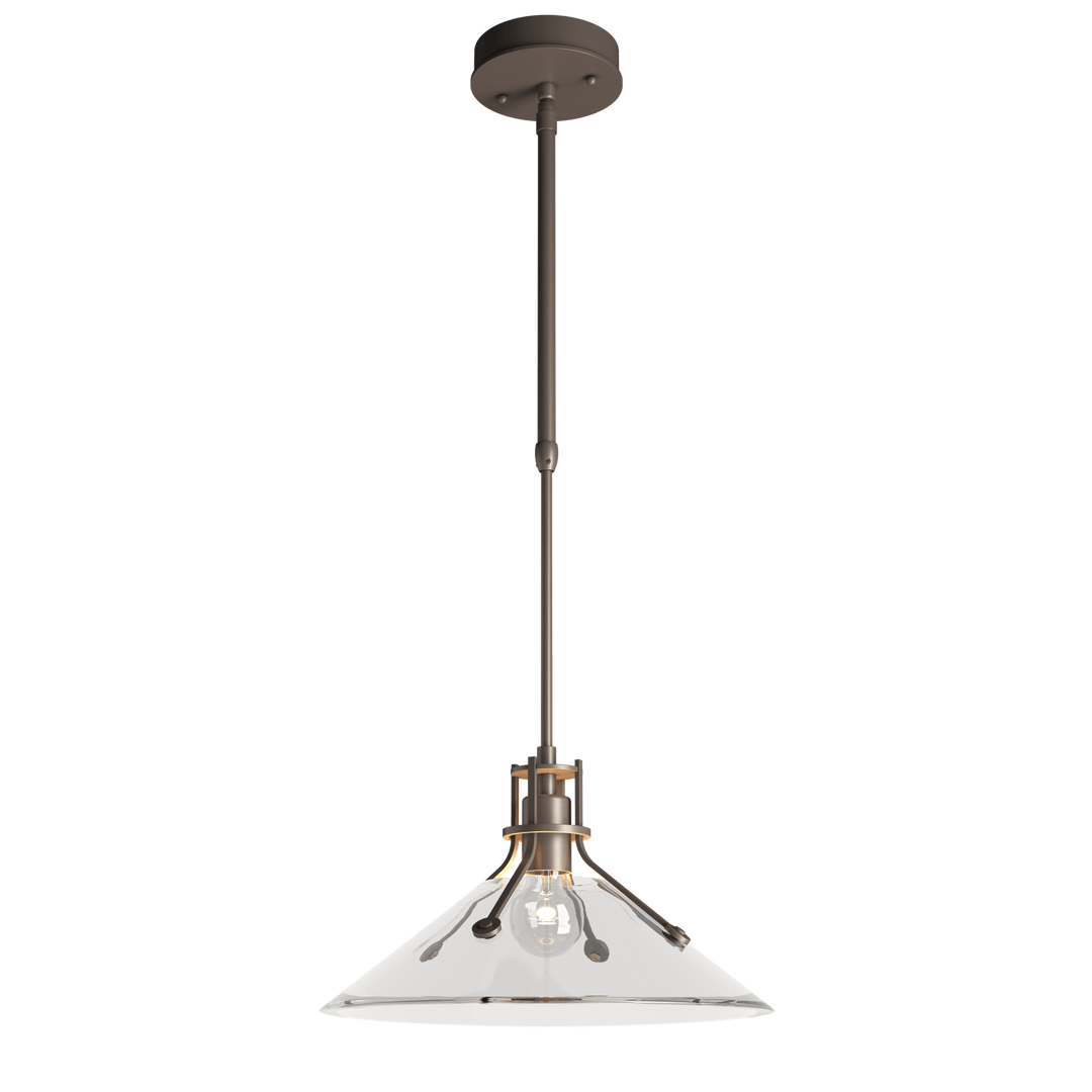 Hubbardton Forge Henry Outdoor Pendant with Glass Medium Outdoor Hanging Lights Hubbardton Forge Coastal Dark Smoke Clear Glass (ZM)