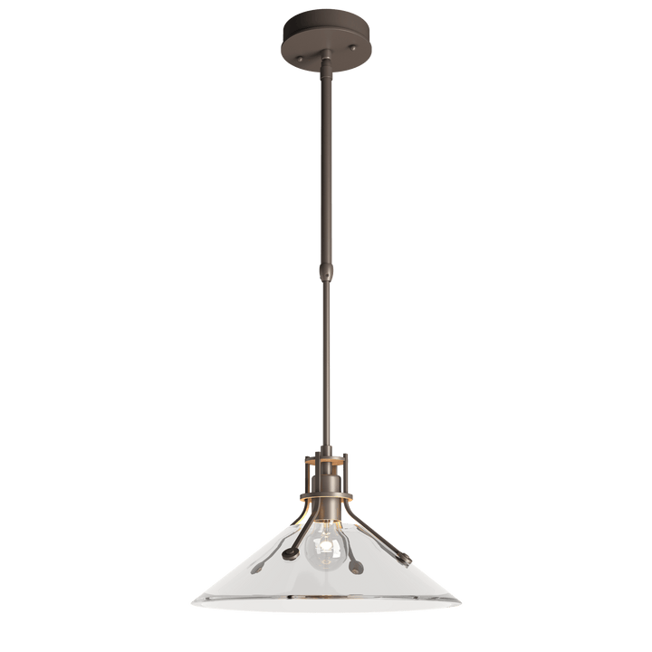 Hubbardton Forge Henry Outdoor Pendant with Glass Medium Outdoor Hanging Lights Hubbardton Forge Coastal Dark Smoke Clear Glass (ZM)