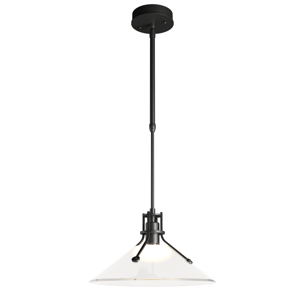Hubbardton Forge Henry Outdoor Pendant with Glass Medium Outdoor Hanging Lights Hubbardton Forge Coastal Black Frosted Glass (FD)
