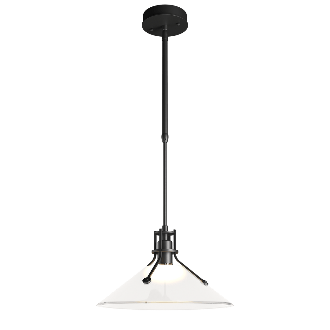 Hubbardton Forge Henry Outdoor Pendant with Glass Medium Outdoor Hanging Lights Hubbardton Forge Coastal Black Frosted Glass (FD)