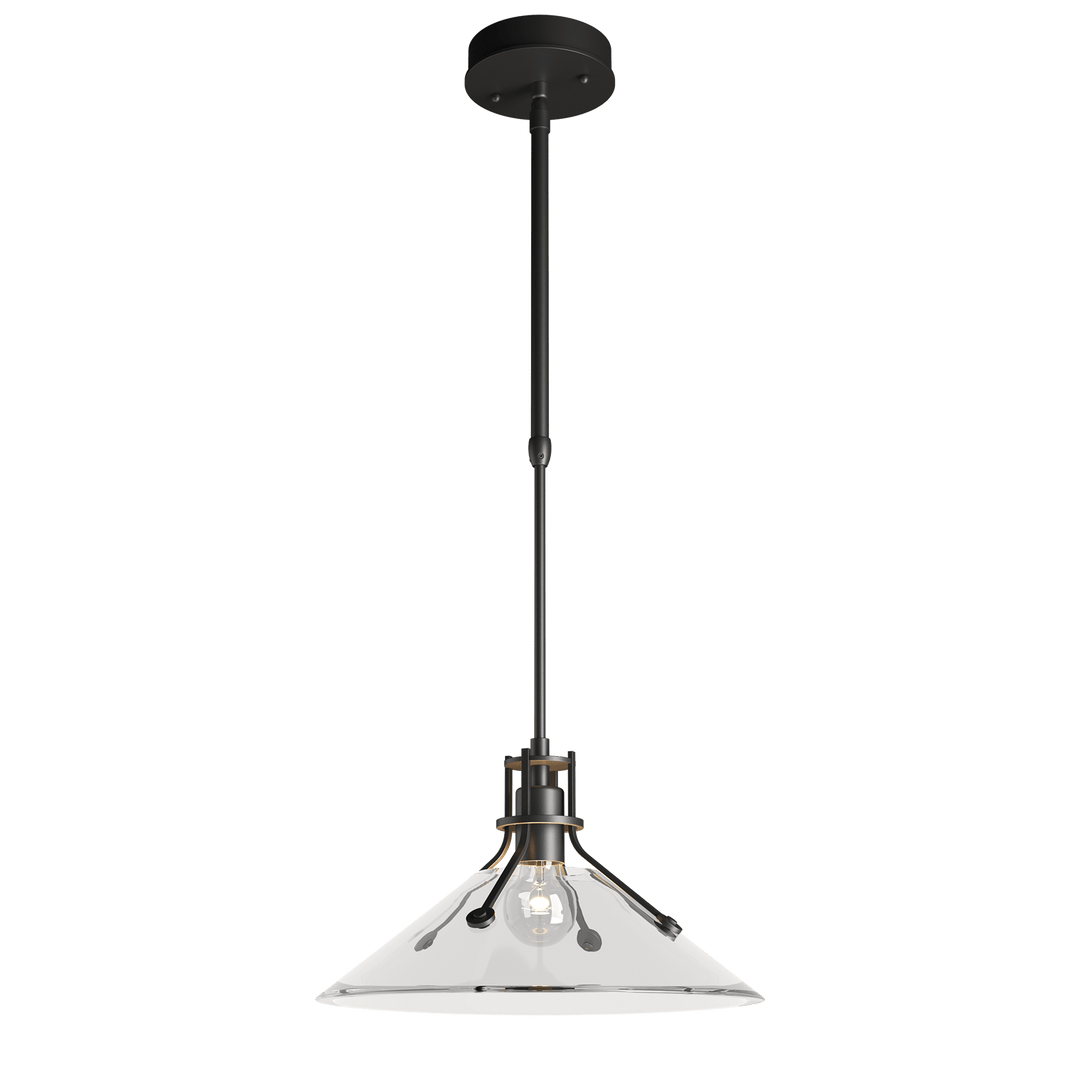 Hubbardton Forge Henry Outdoor Pendant with Glass Medium Outdoor Hanging Lights Hubbardton Forge Coastal Black Clear Glass (ZM)