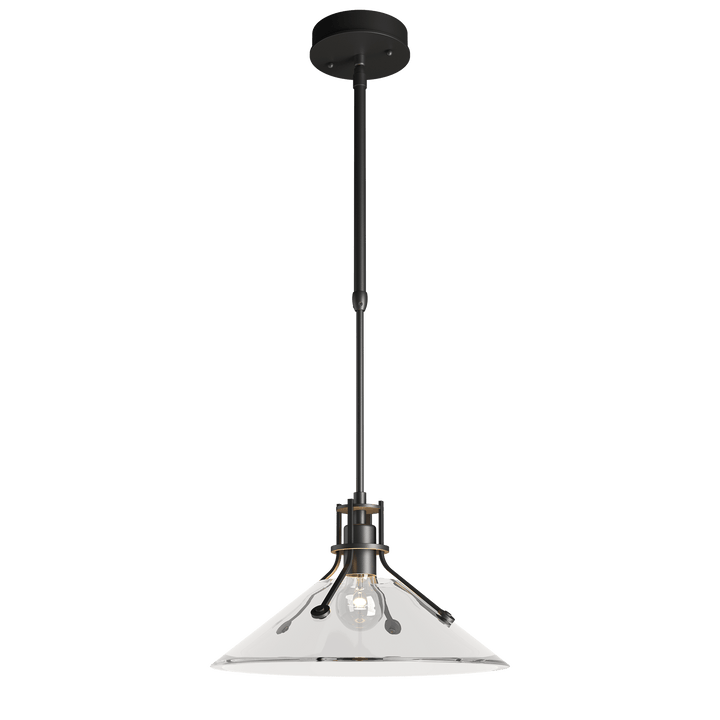 Hubbardton Forge Henry Outdoor Pendant with Glass Medium Outdoor Hanging Lights Hubbardton Forge Coastal Black Clear Glass (ZM)