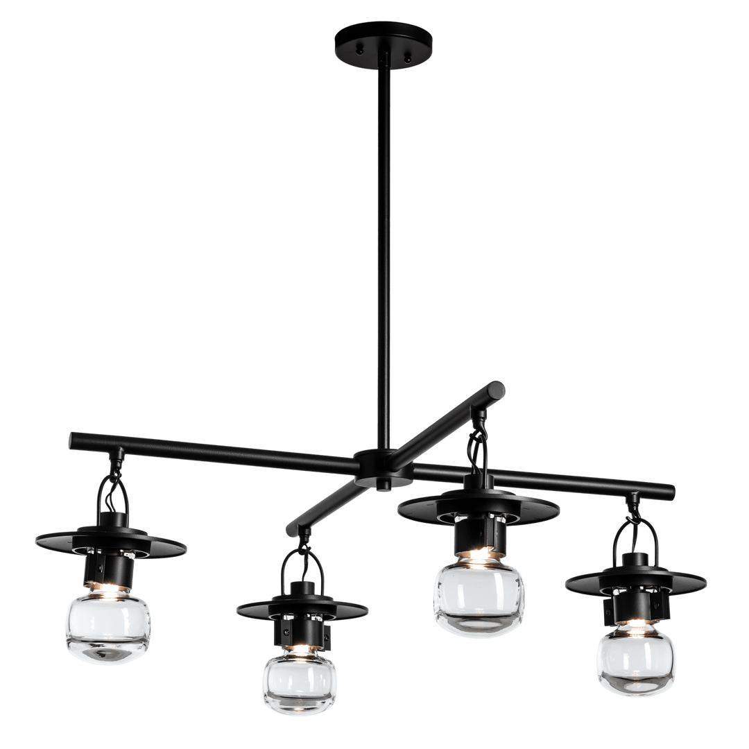 Hubbardton Forge Mason Outdoor 4-Light Pendant Outdoor Hanging Lights Hubbardton Forge Coastal Black Clear Glass (ZM)