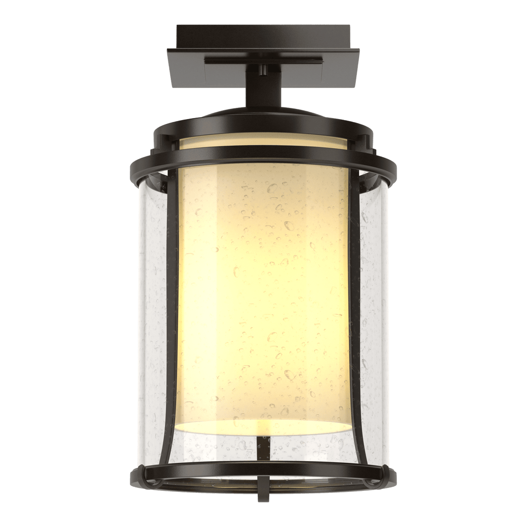 Hubbardton Forge Meridian Outdoor Semi-Flush Outdoor Wall Lights Hubbardton Forge Coastal Oil Rubbed Bronze Seeded Glass with Opal Diffuser (ZS)