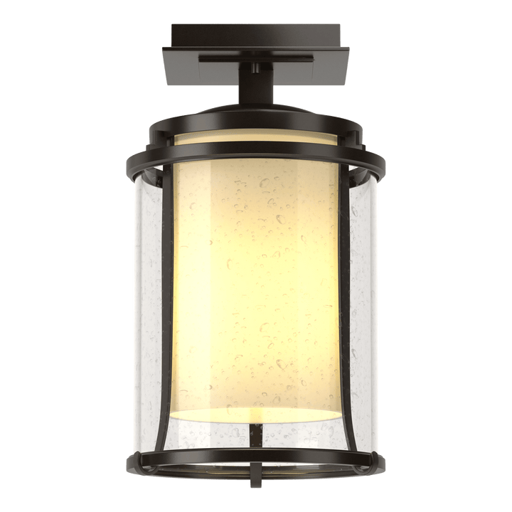 Hubbardton Forge Meridian Outdoor Semi-Flush Outdoor Wall Lights Hubbardton Forge Coastal Oil Rubbed Bronze Seeded Glass with Opal Diffuser (ZS)