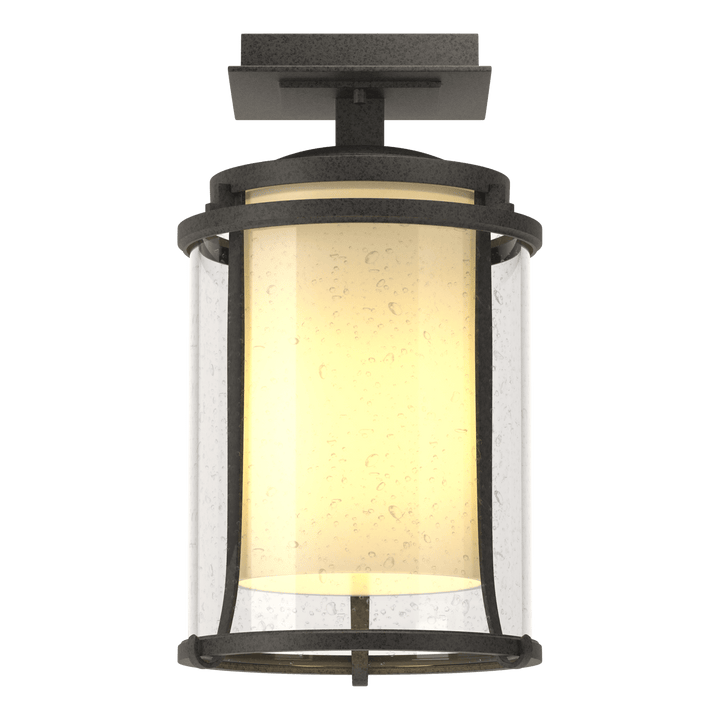 Hubbardton Forge Meridian Outdoor Semi-Flush Outdoor Wall Lights Hubbardton Forge Coastal Natural Iron Seeded Glass with Opal Diffuser (ZS)