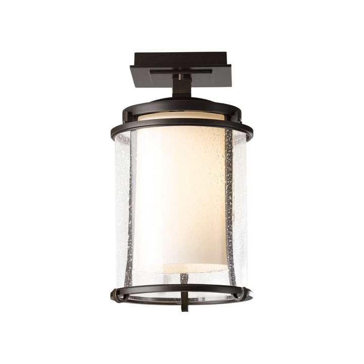 Hubbardton Forge Meridian Outdoor Semi-Flush Outdoor Wall Lights Hubbardton Forge Coastal Bronze Seeded Glass with Opal Diffuser (ZS)