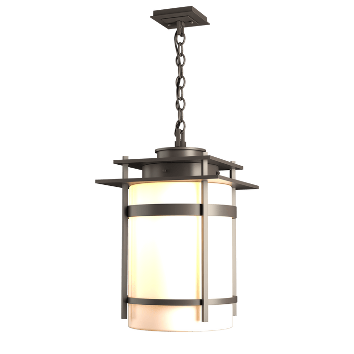 Hubbardton Forge Banded Large Outdoor Fixture Outdoor Wall Lights Hubbardton Forge Coastal Dark Smoke Opal Glass (GG)