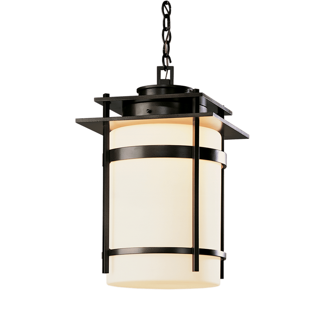 Hubbardton Forge Banded Large Outdoor Fixture Outdoor Wall Lights Hubbardton Forge Coastal Black Opal Glass (GG)