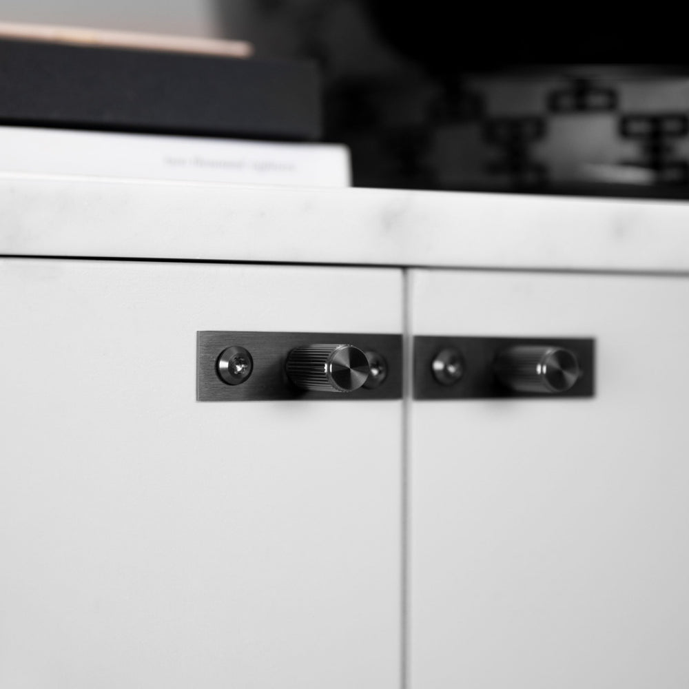 Buster + Punch Furniture Knob Plate / Linear, Set of 2 Cabinet Hardware Buster + Punch Black