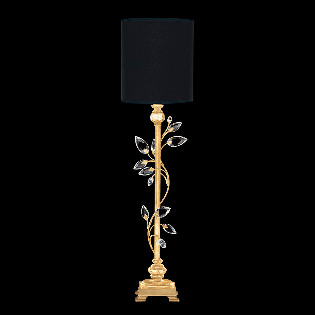 Fine Art Crystal Laurel 37" Console Lamp Table Lamps Fine Art Handcrafted Lighting Gold Leaf / Black Shade