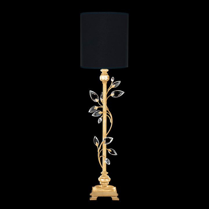 Fine Art Crystal Laurel 37" Console Lamp Table Lamps Fine Art Handcrafted Lighting Gold Leaf / Black Shade