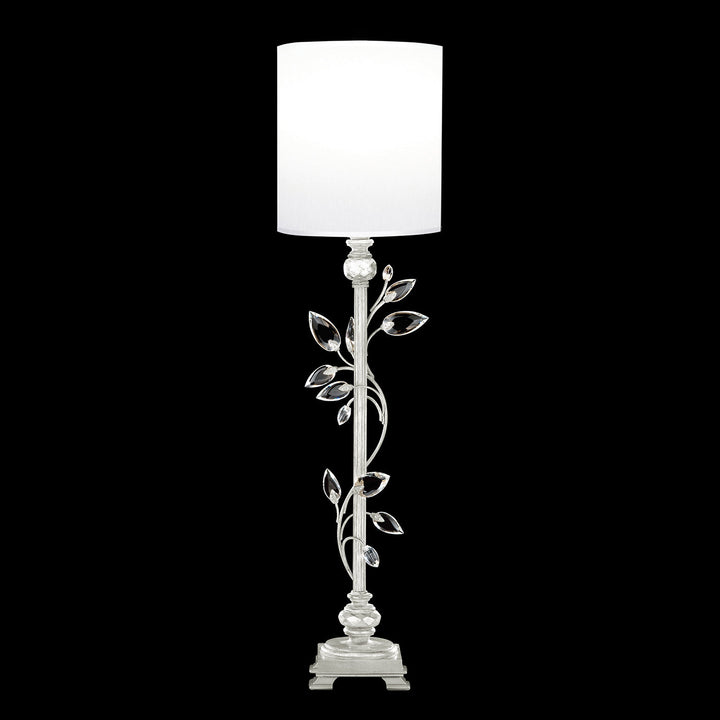 Fine Art Crystal Laurel 37" Console Lamp Table Lamps Fine Art Handcrafted Lighting Silver Leaf / White Shade