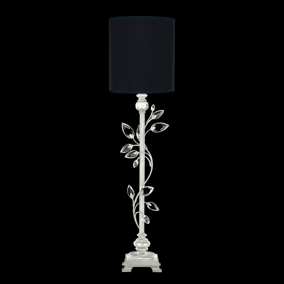 Fine Art Crystal Laurel 37" Console Lamp Table Lamps Fine Art Handcrafted Lighting Silver Leaf / Black Shade