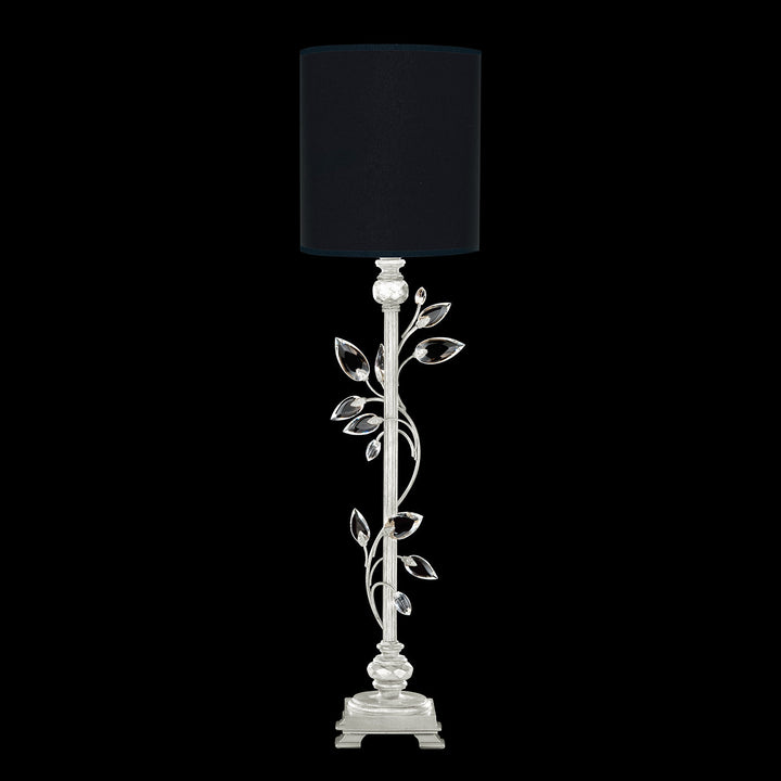 Fine Art Crystal Laurel 37" Console Lamp Table Lamps Fine Art Handcrafted Lighting Silver Leaf / Black Shade