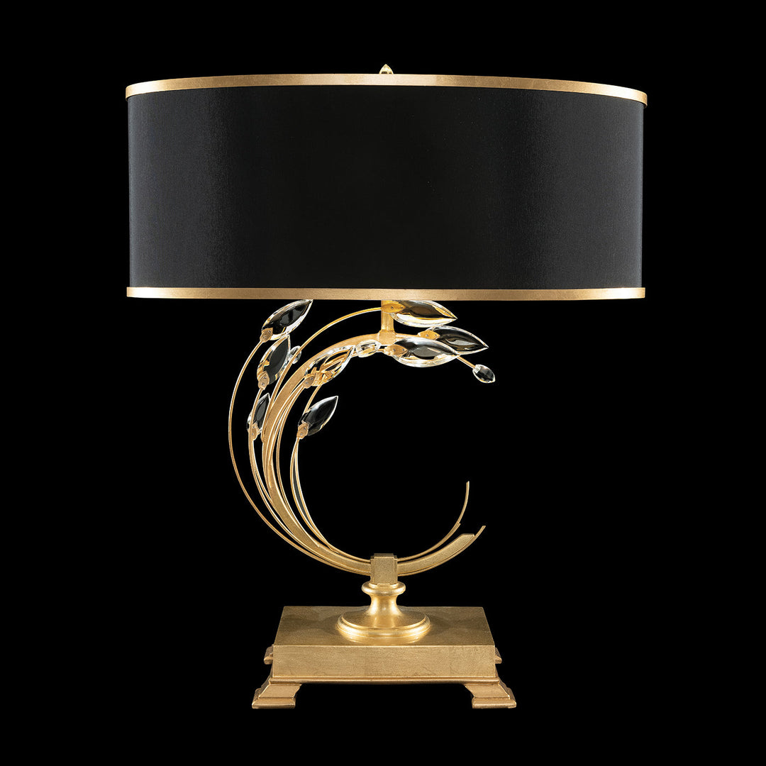 Fine Art Crystal Laurel 31" Table Lamp Table Lamps Fine Art Handcrafted Lighting Gold Leaf with Black Shade Right