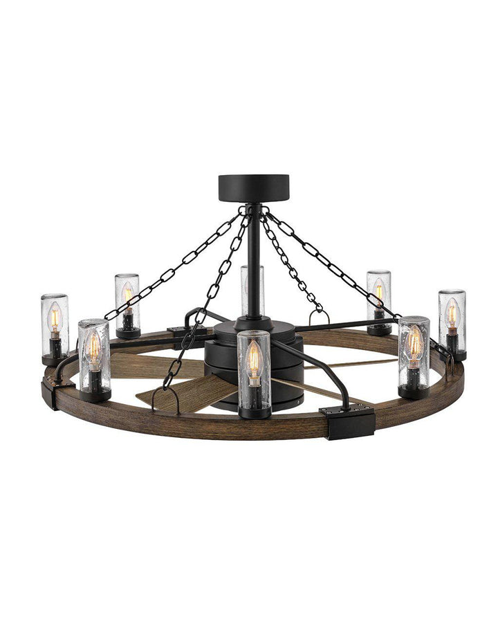 Hinkley Sawyer 36" with 28" LED 902928 Outdoor Ceiling Fans Hinkley Matte Black with Driftwood accent