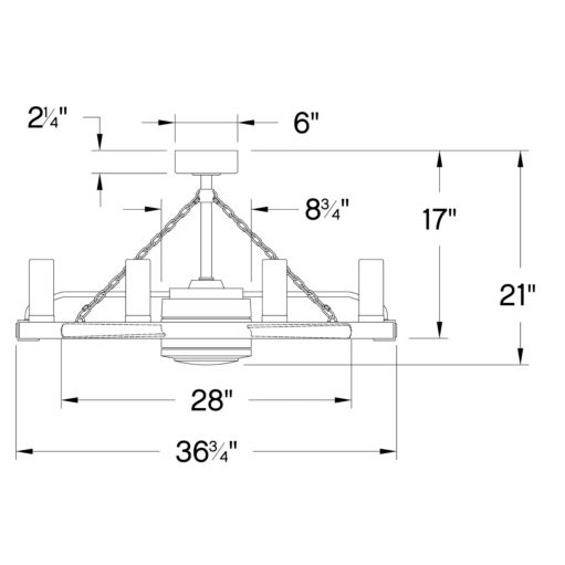 Hinkley Sawyer 36" with 28" LED 902928 Outdoor Ceiling Fans Hinkley
