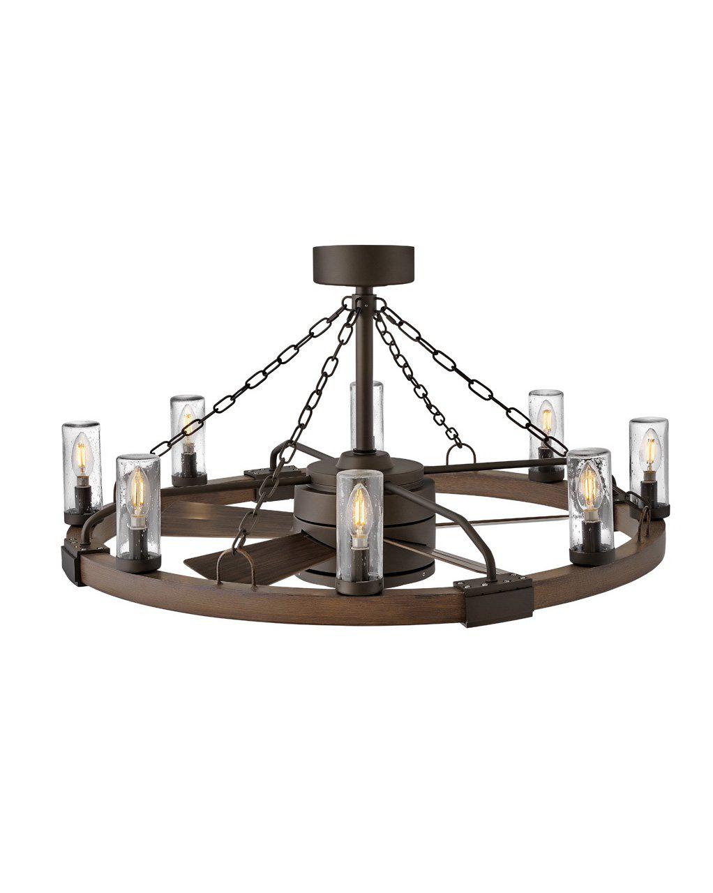 Hinkley Sawyer 36" with 28" LED 902928 Outdoor Ceiling Fans Hinkley Metallic Matte Bronze with Sequoia accent