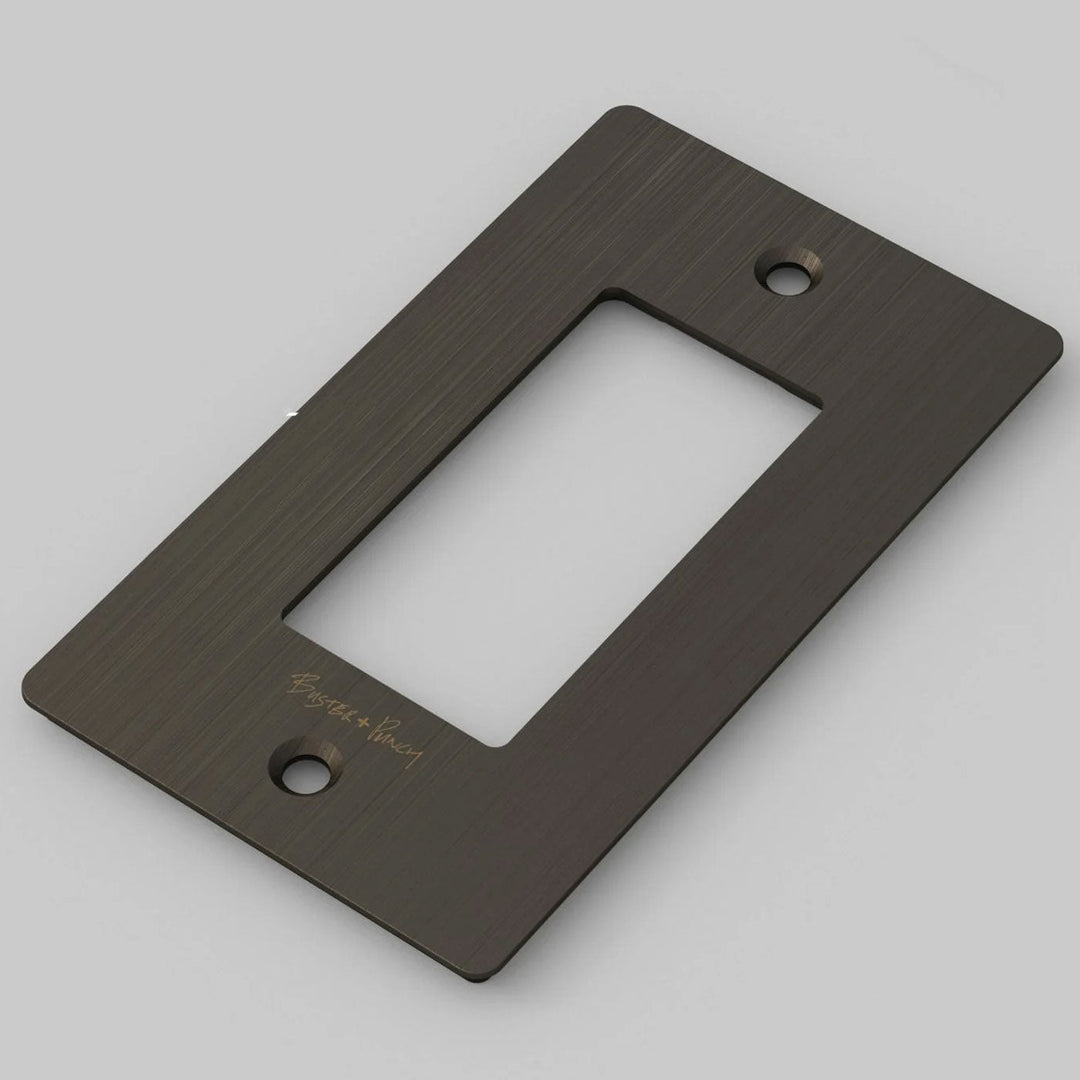 Buster + Punch Wall Plates | With Logo Wall Plates Buster + Punch Smoked Bronze 1 Gang