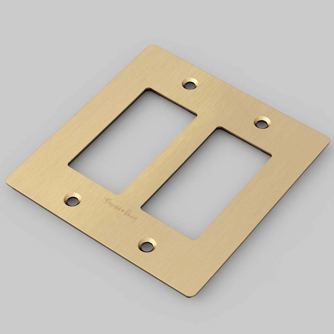 Buster + Punch Wall Plates | With Logo Wall Plates Buster + Punch Brass 2 Gang