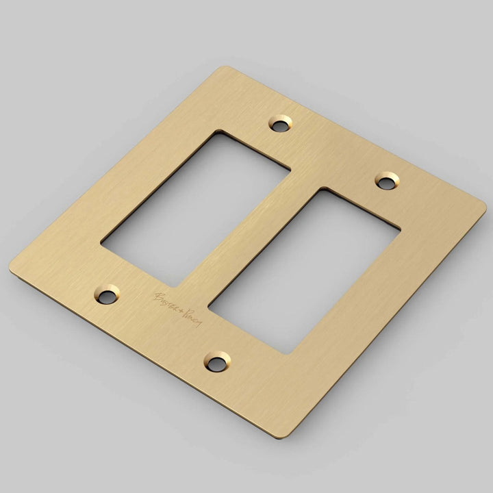 Buster + Punch Wall Plates | With Logo Wall Plates Buster + Punch Brass 2 Gang
