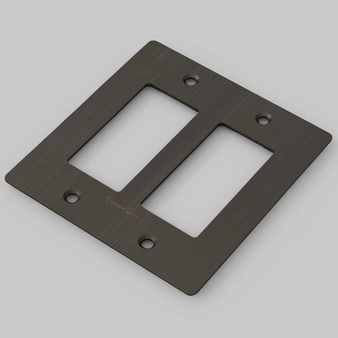 Buster + Punch Wall Plates | With Logo Wall Plates Buster + Punch Smoked Bronze 2 Gang