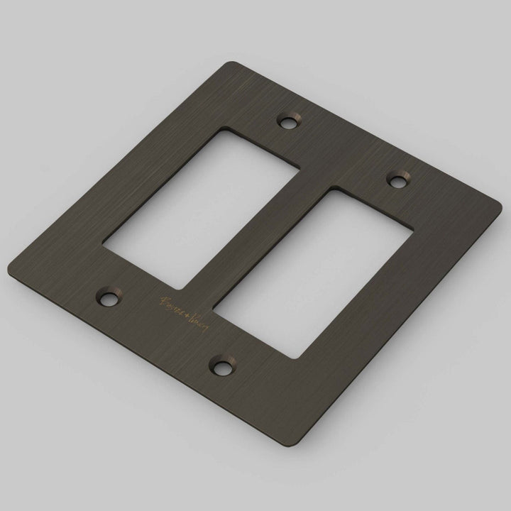 Buster + Punch Wall Plates | With Logo Wall Plates Buster + Punch Smoked Bronze 2 Gang