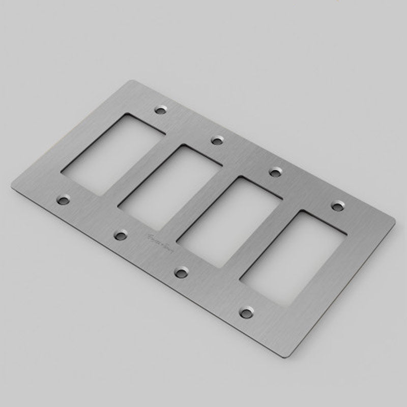 Buster + Punch Wall Plates | With Logo Wall Plates Buster + Punch Steel 4 Gang