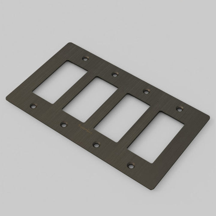 Buster + Punch Wall Plates | With Logo Wall Plates Buster + Punch Smoked Bronze 4 Gang
