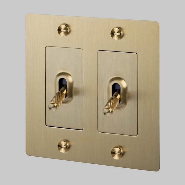 Buster + Punch 2G Toggle Switch Complete Kit / With Logo Light Switches Buster + Punch Brass Brass