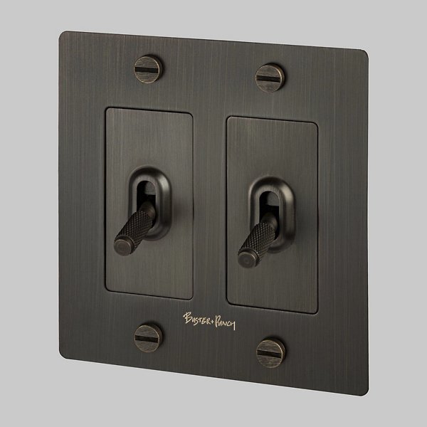 Buster + Punch 2G Toggle Switch Complete Kit / With Logo Light Switches Buster + Punch Smoked Bronze Smoked Bronze