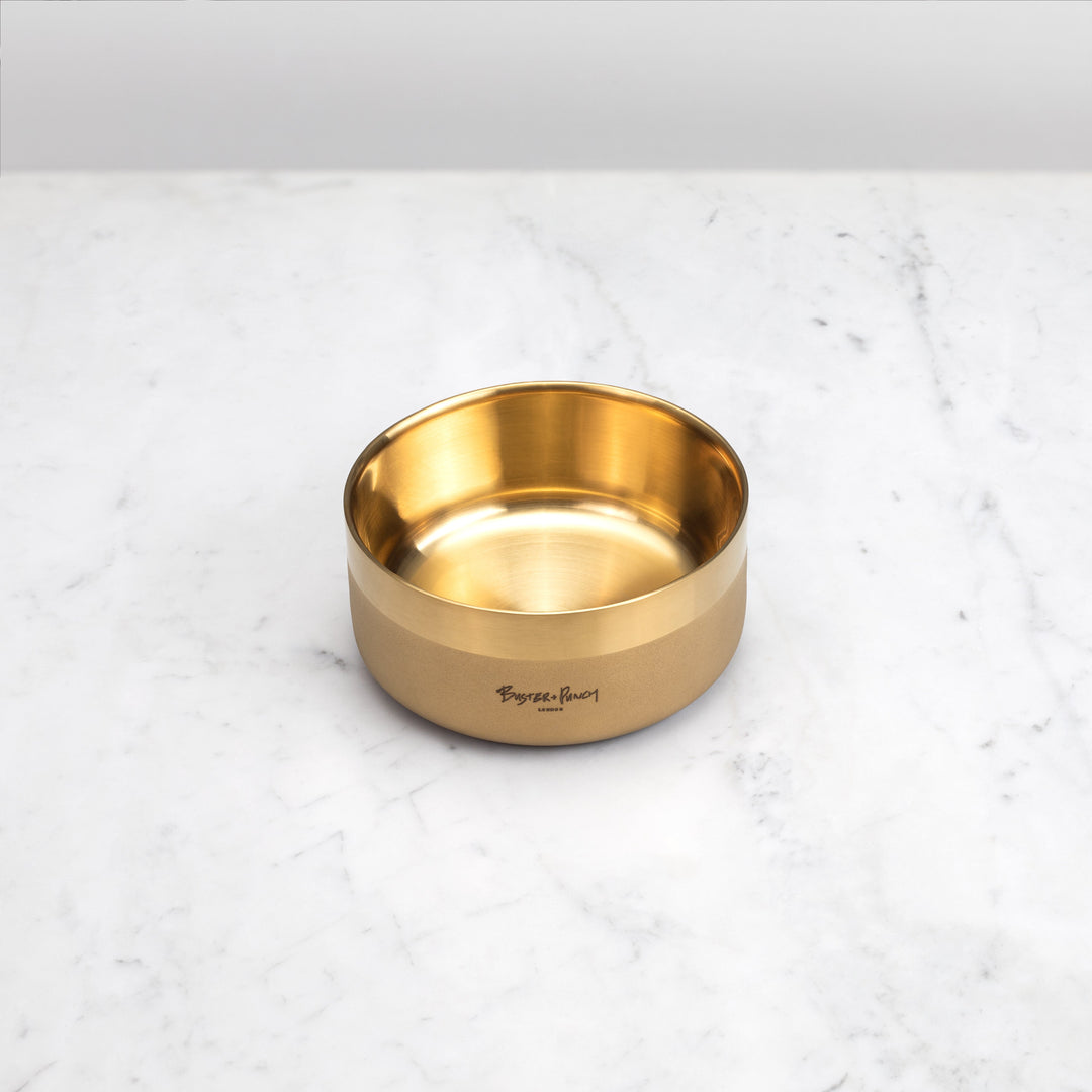 Buster + Punch Stainless Steel Dog Bowl, Brass or Gun Metal Pet Buster + Punch Brass Small - 5.9"