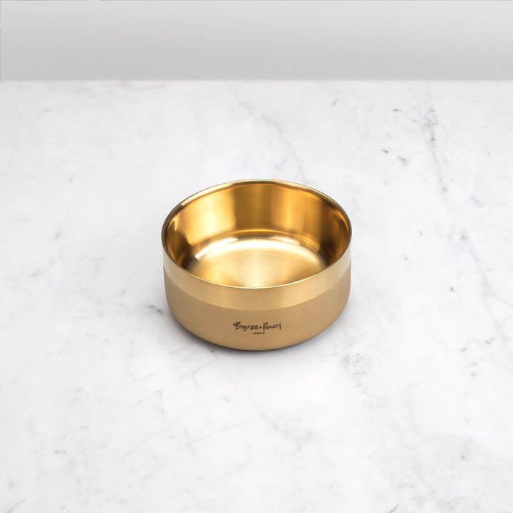 Buster + Punch Stainless Steel Dog Bowl, Brass or Gun Metal Pet Buster + Punch Brass Small - 5.9"