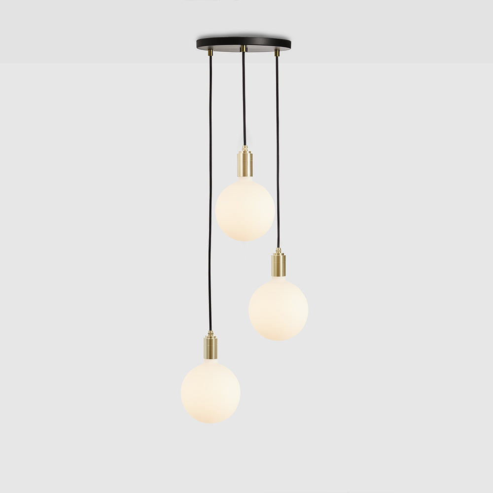Tala Triple Pendant with Black Canopy and Sphere IV Pendants Tala Black Canopy, Brass Pendant