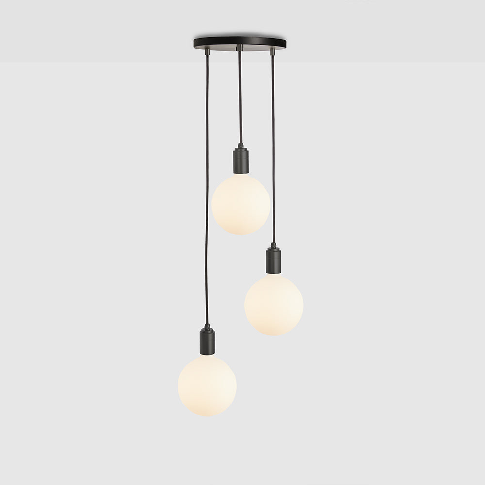 Tala Triple Pendant with Black Canopy and Sphere IV Pendants Tala Black Canopy, Graphite Pendant